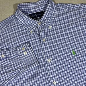 Ralph Lauren Men's 16 32/33 Classic Fit Button Down Shirt Purple Plaid Checkered